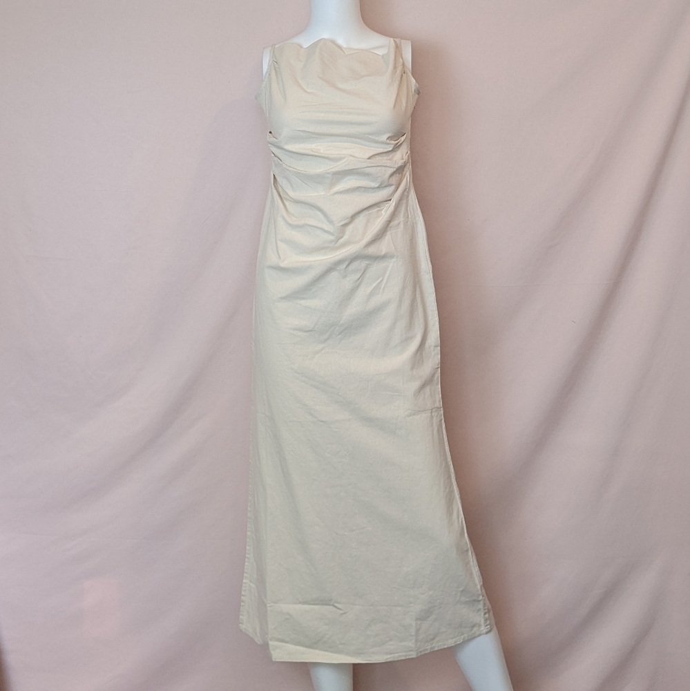 Pretty Lavish Keisha Ruched Midaxi Dress In Sand Color Size 2